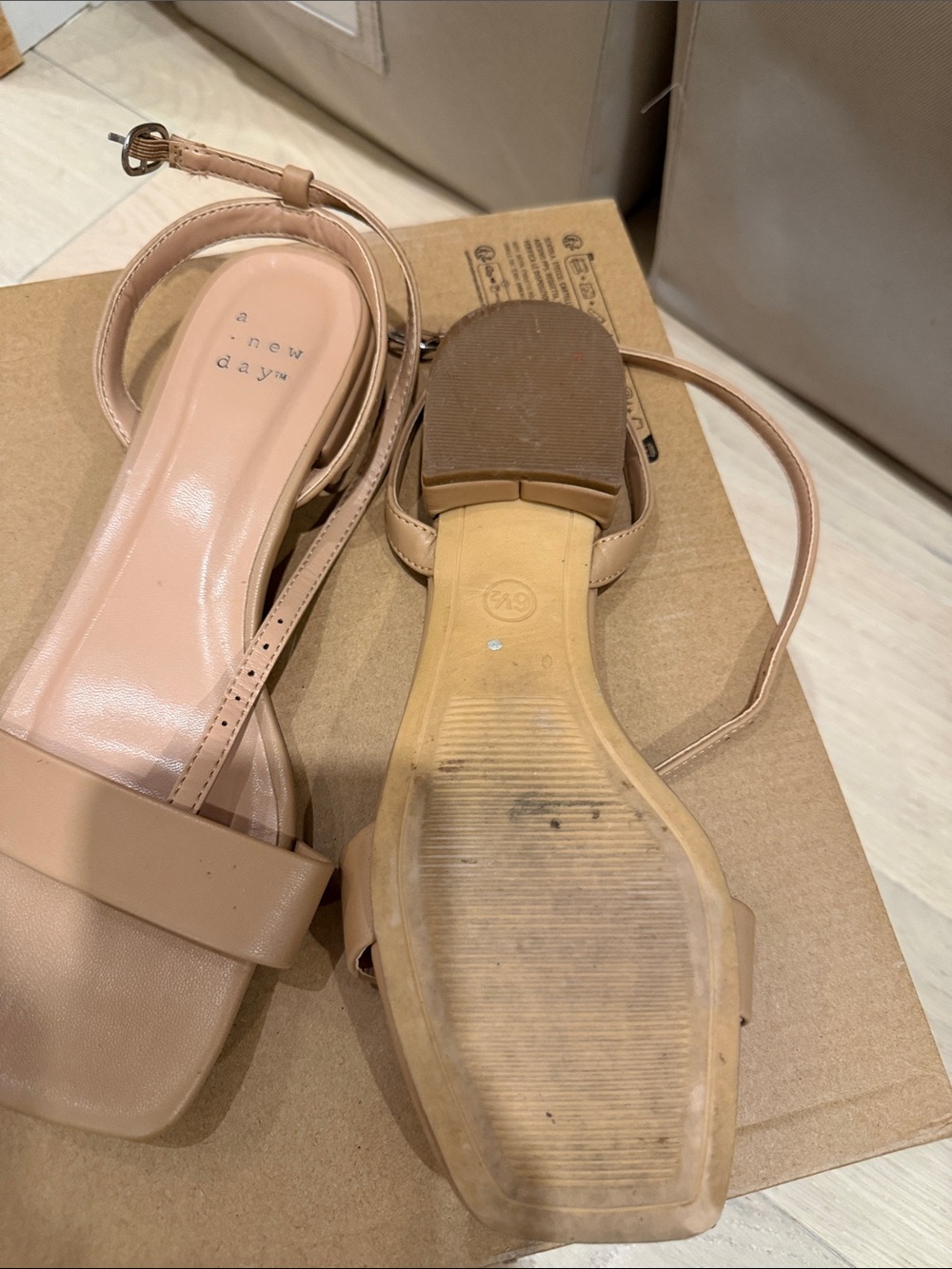 a new day Beige Square-Toe Ankle-Strap Sandals - Picture 3 of 5